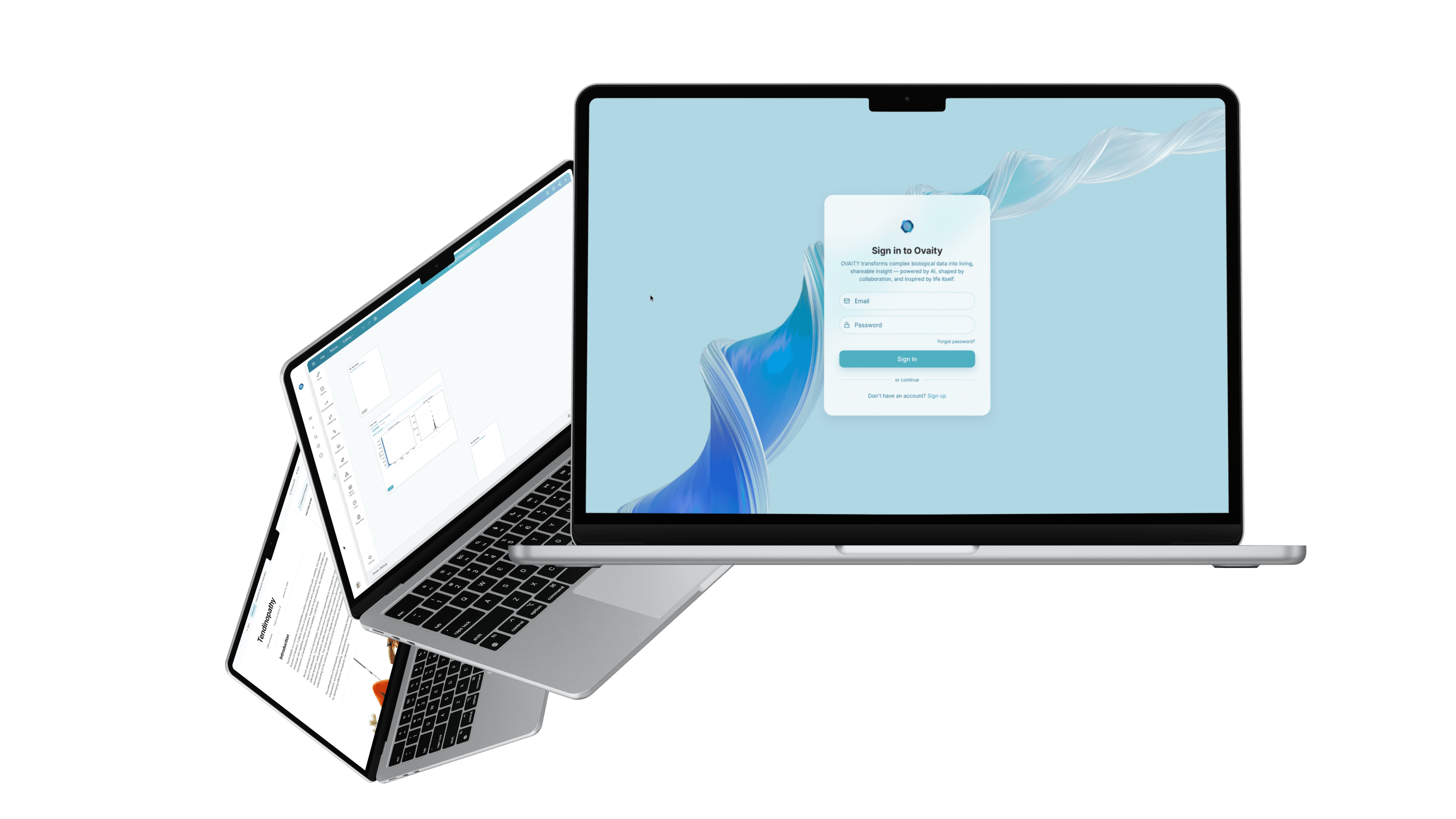 OVAITY collaborative canvas showing research context, analysis, and figures in one environment