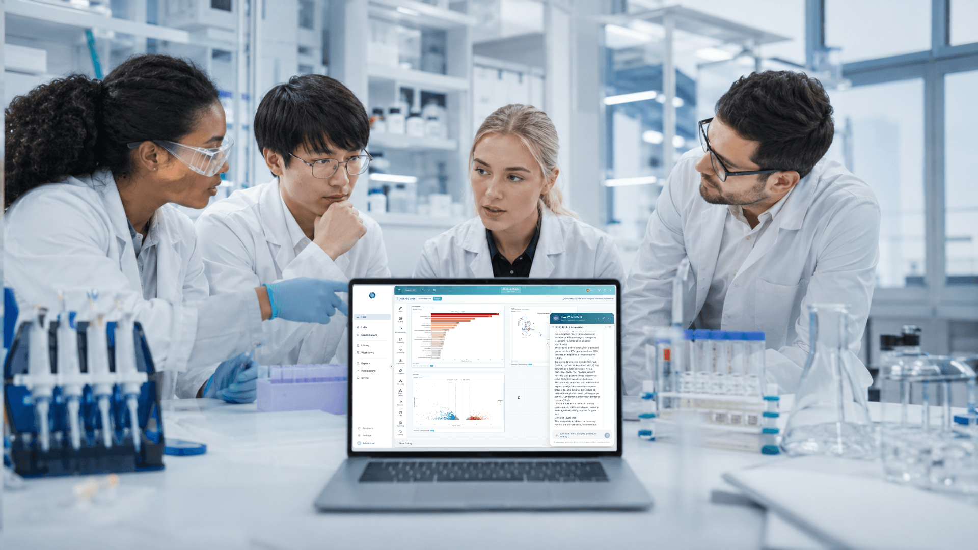 Research team reviewing connected project data together on the OVAITY platform